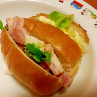 簡単♪朝ごパン♪コーンベーコンレタスサンドイッチ